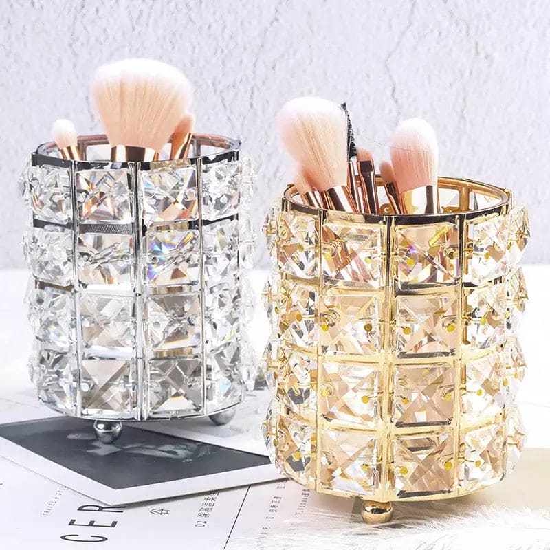 Metal Crystal Round Makeup Brush Holder, Miaowater Makeup Brush Pen Holder, Brush Sorting Storage Organizer, Dressing Table Makeup Organizer Metal Crystal Round Makeup Brush Holder, Miaowater Makeup Brush Pen Holder, Brush Sorting Storage Organizer, Dressing Table Makeup Organizer